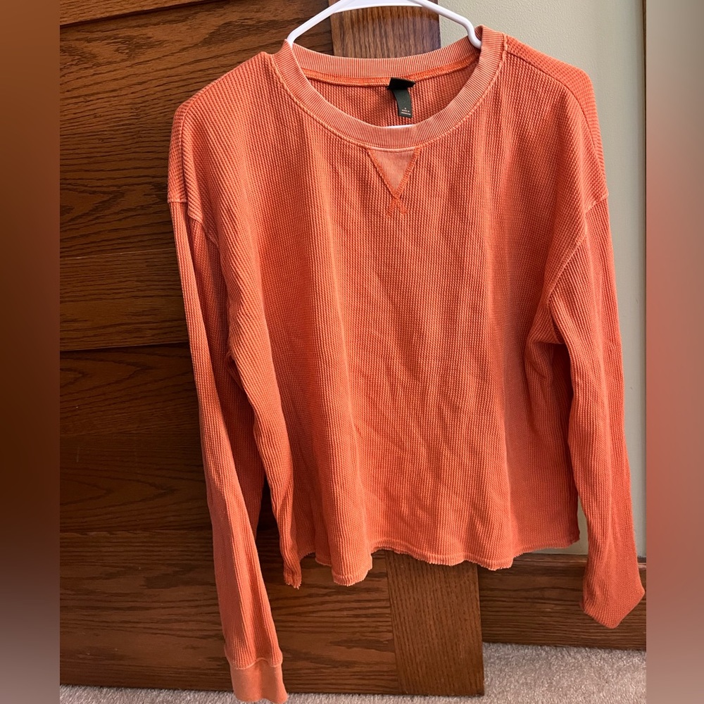 Orange waffle women’s long sleeve